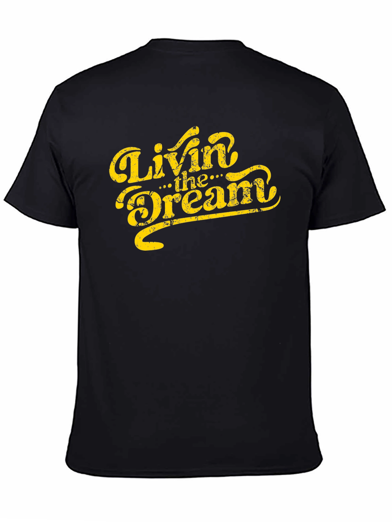 Livin the Dream Graphic Tee - Black Cotton T-Shirt