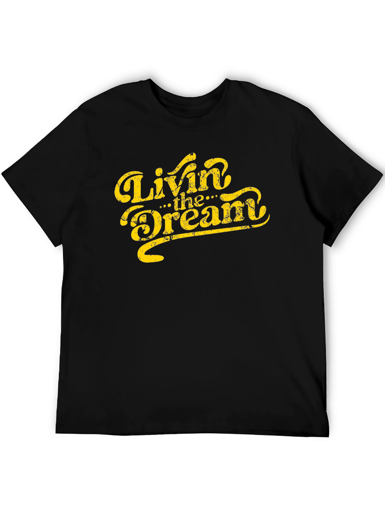 Livin the Dream Graphic Tee - Black Cotton T-Shirt