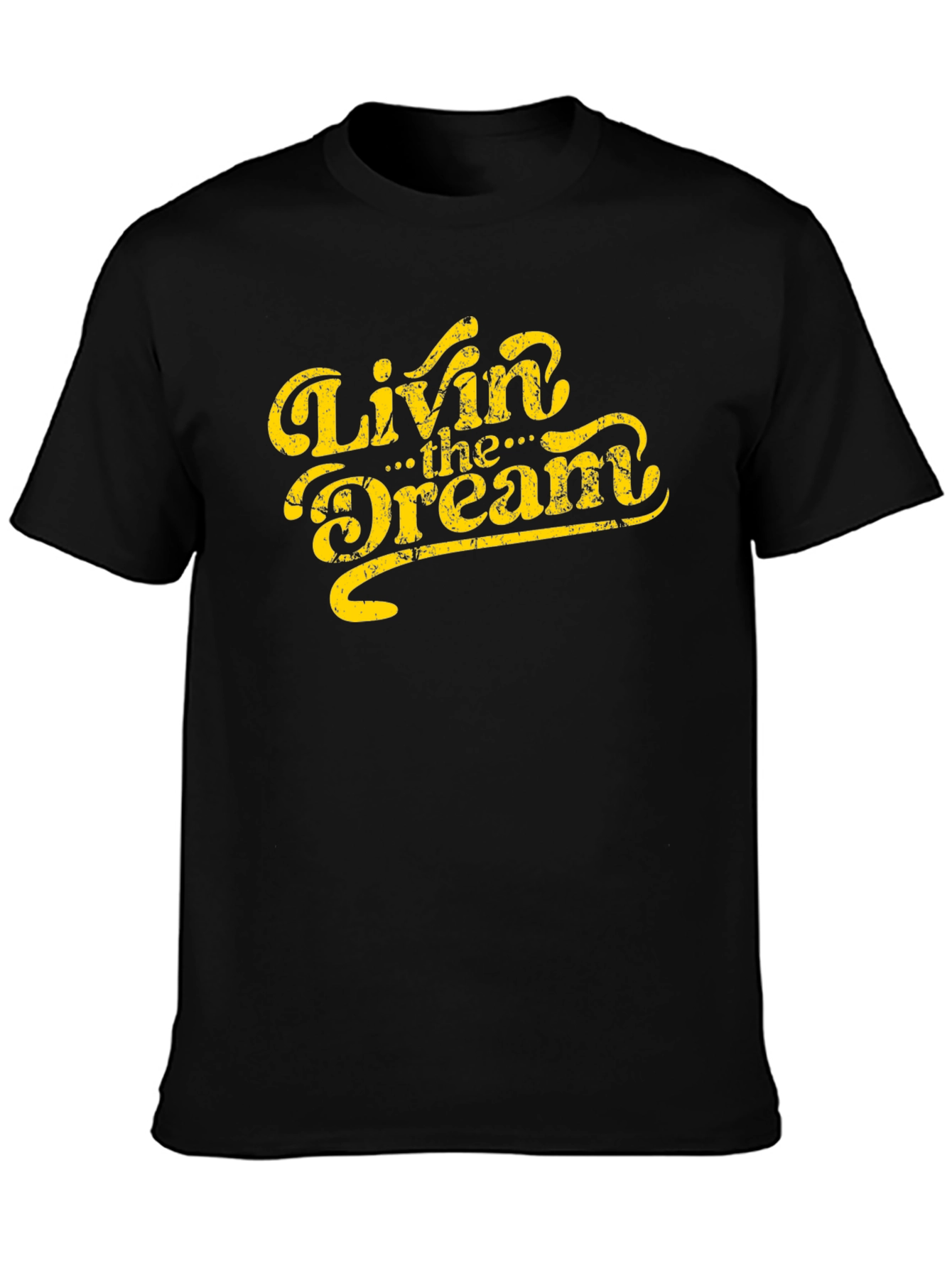 Livin the Dream Graphic Tee - Black Cotton T-Shirt