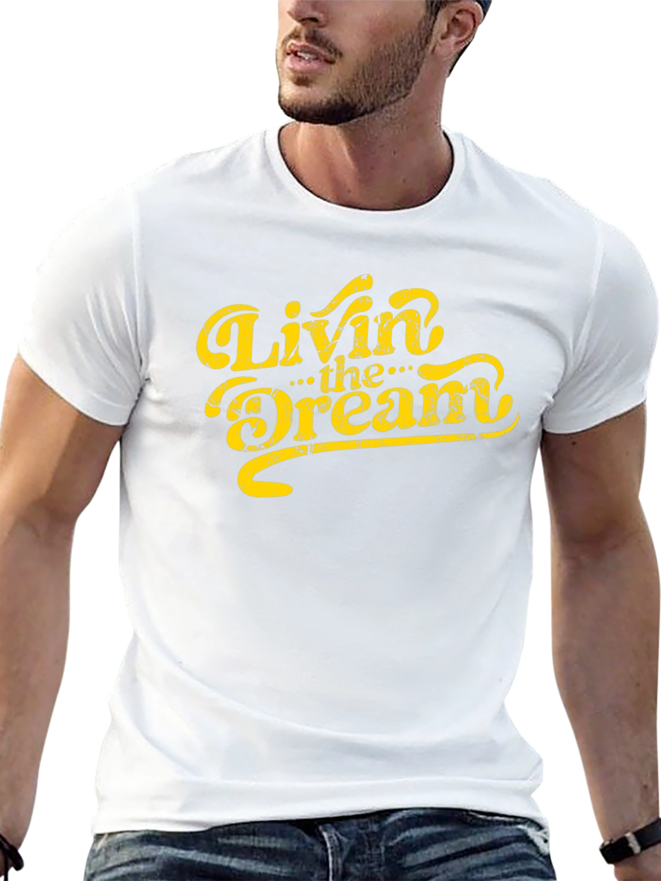 Livin the Dream Graphic Tee - Black Cotton T-Shirt
