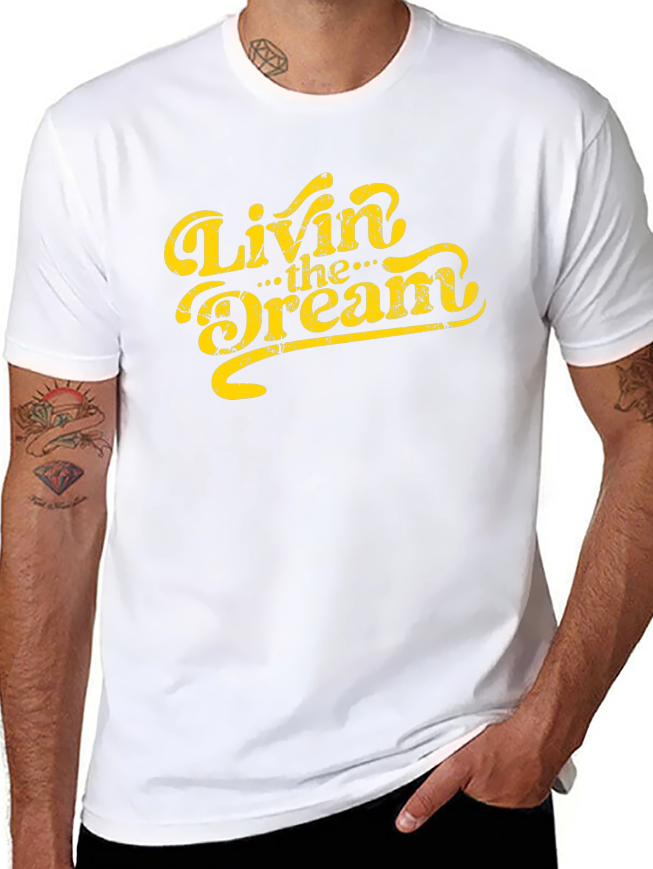 Livin the Dream Graphic Tee - Black Cotton T-Shirt