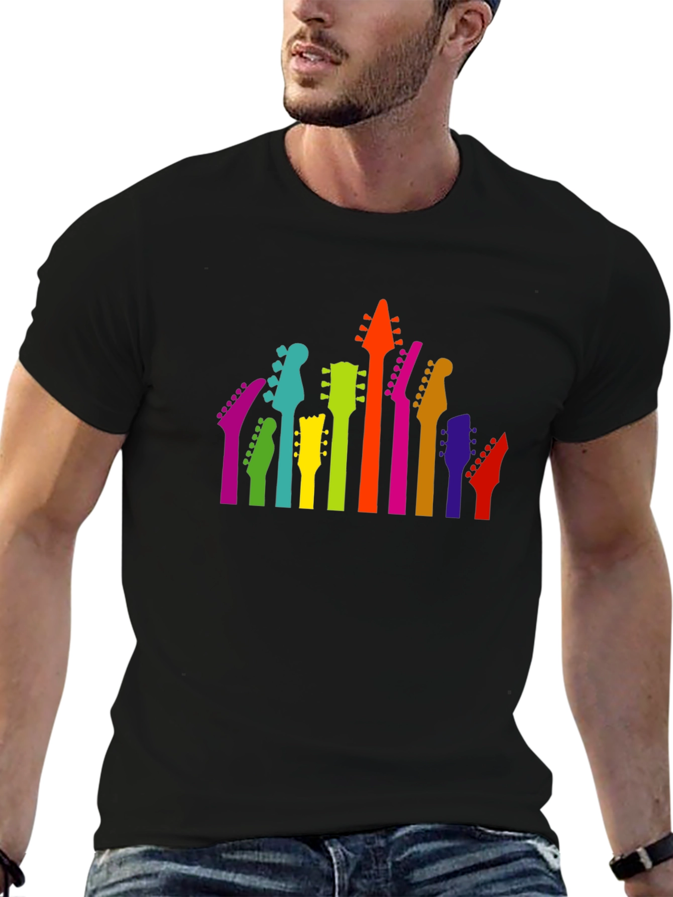 Colorful Guitar Head T-Shirt