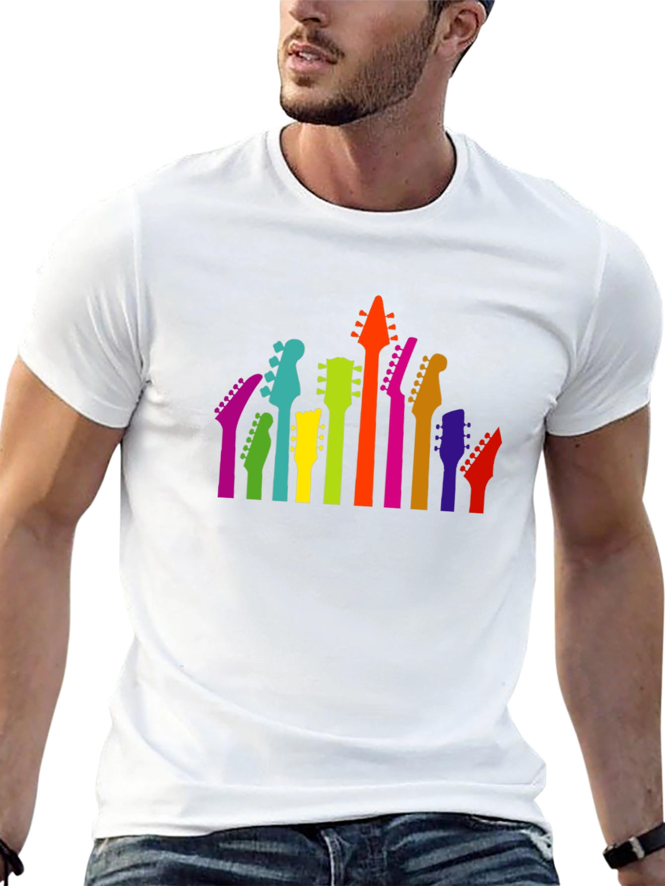 Colorful Guitar Head T-Shirt