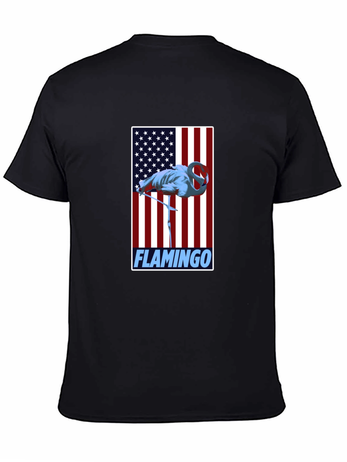 Flamingo American Flag Graphic Tee - Patriotic Bird Shirt