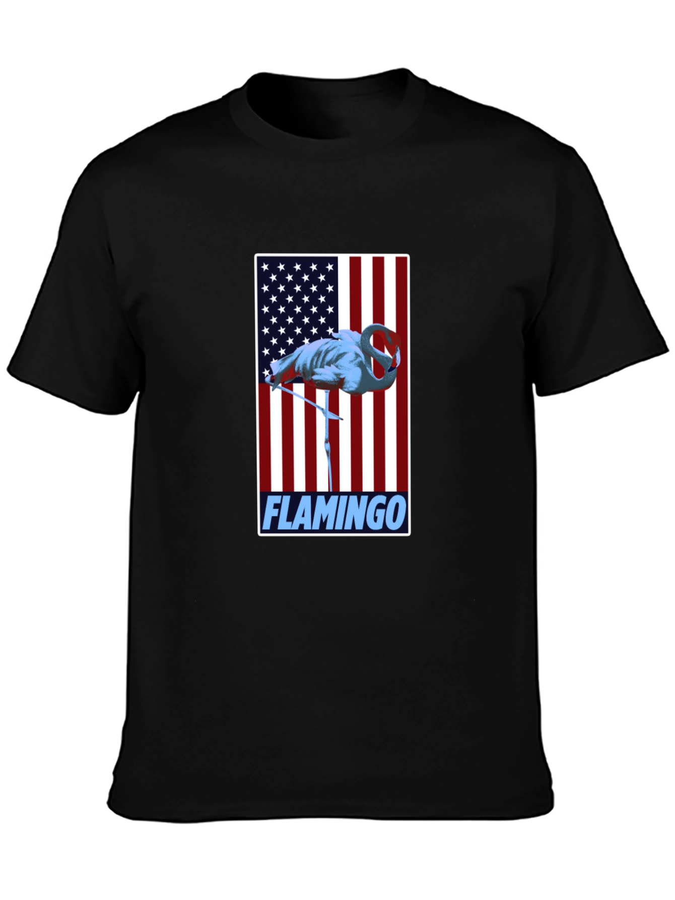Flamingo American Flag Graphic Tee - Patriotic Bird Shirt