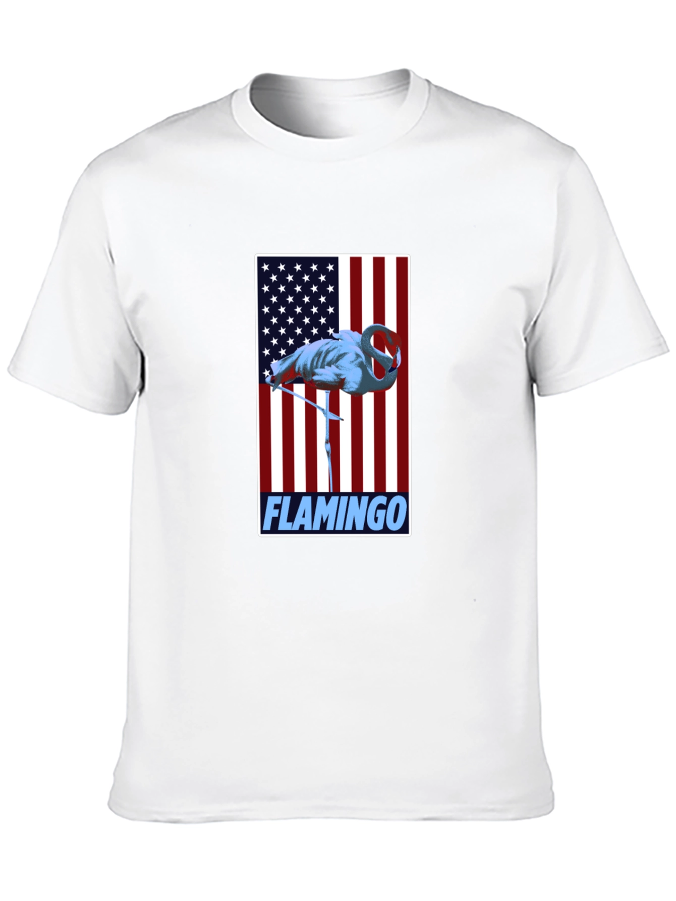 Flamingo American Flag Graphic Tee - Patriotic Bird Shirt