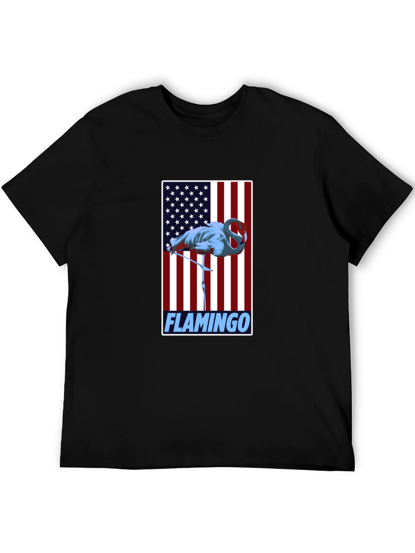 Flamingo American Flag Graphic Tee - Patriotic Bird Shirt