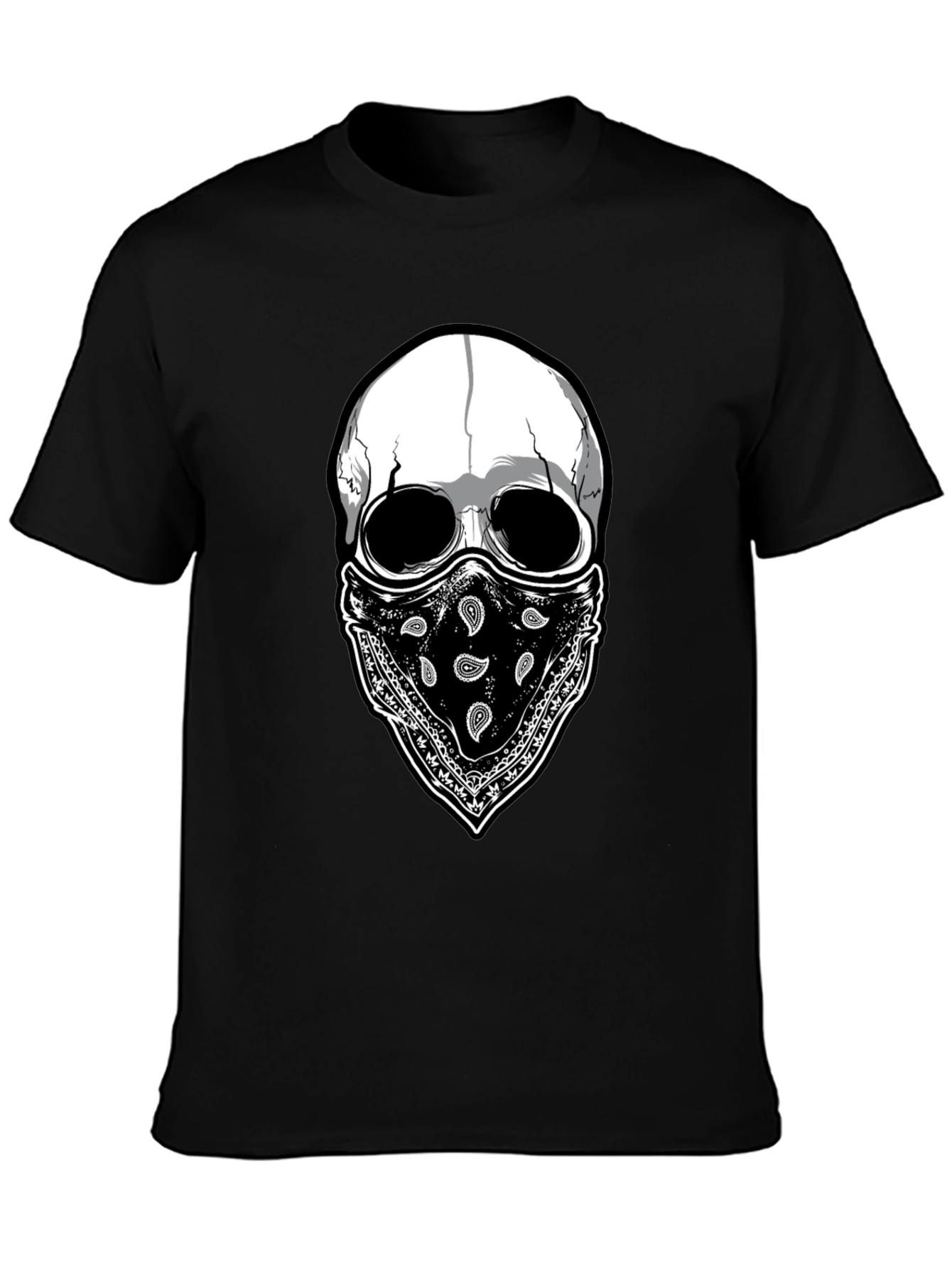 Skull Bandana Graphic T-Shirt - Black