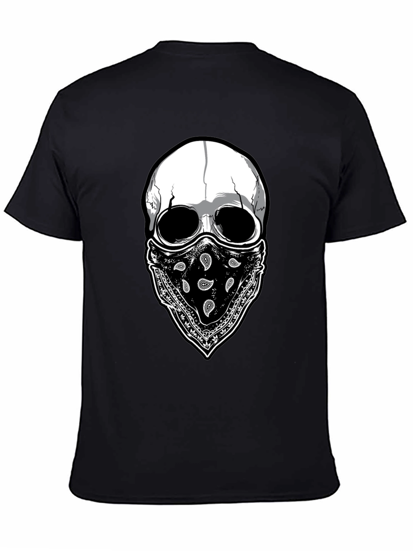 Skull Bandana Graphic T-Shirt - Black