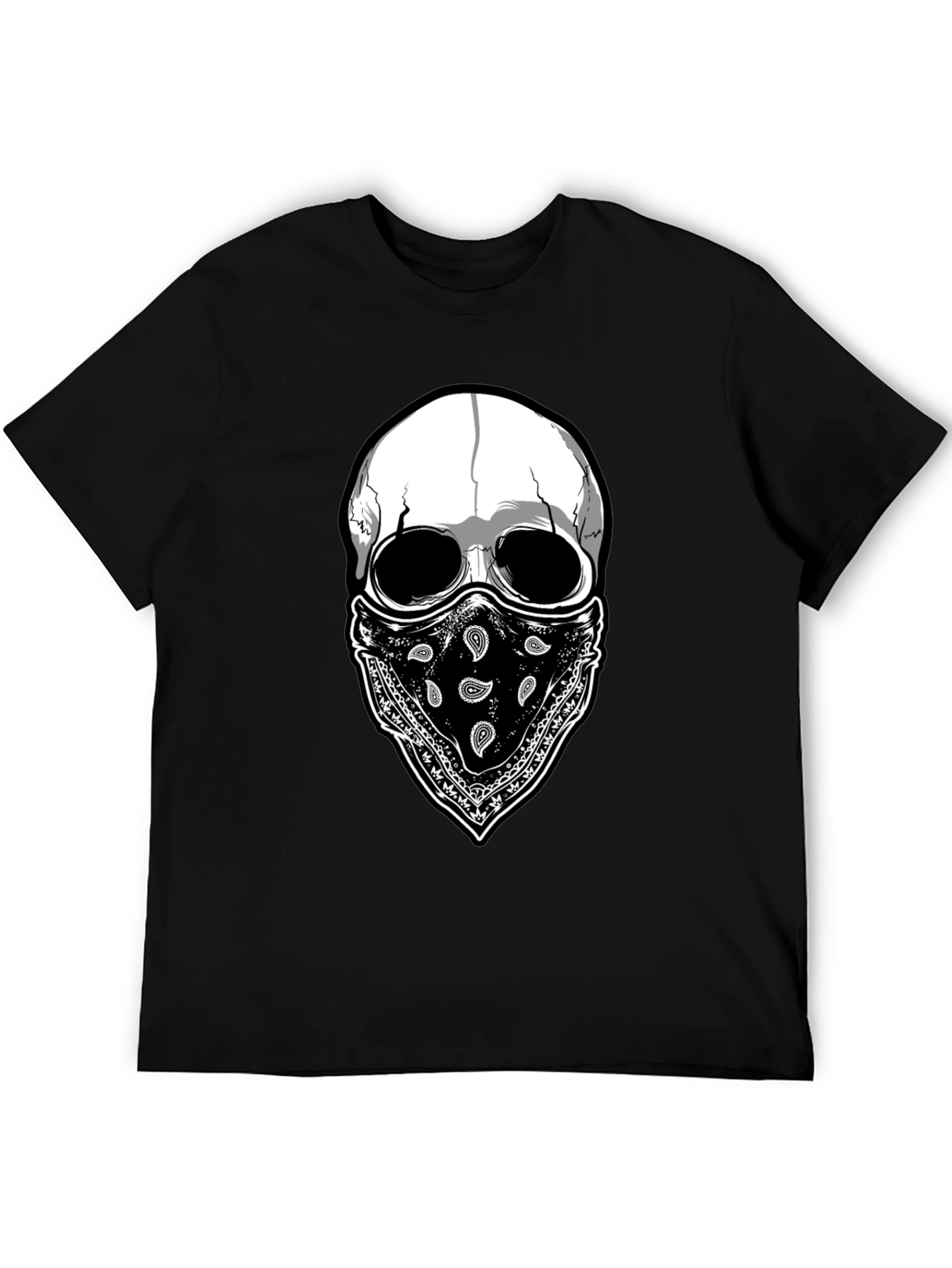 Skull Bandana Graphic T-Shirt - Black