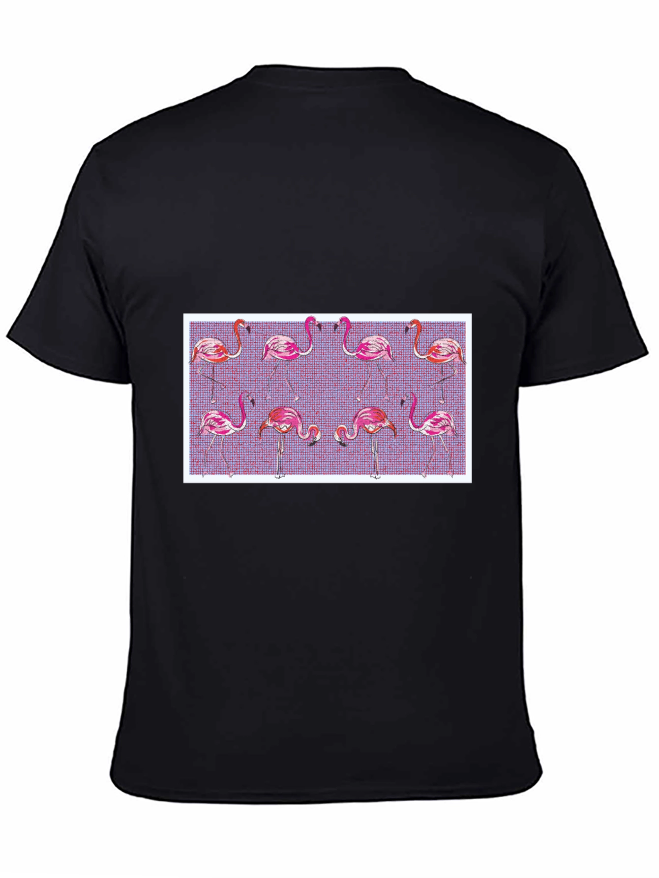 Flamingo Pattern Black T-Shirt
