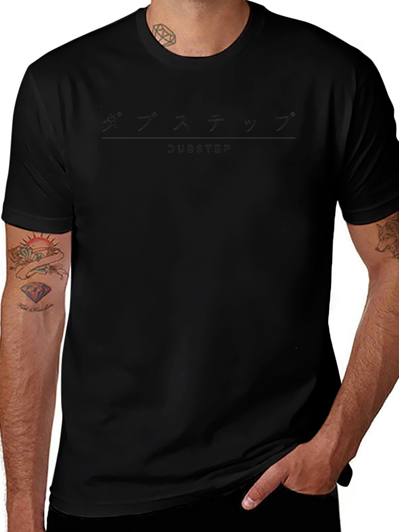 Dubstep Graphic Print T-Shirt - Black
