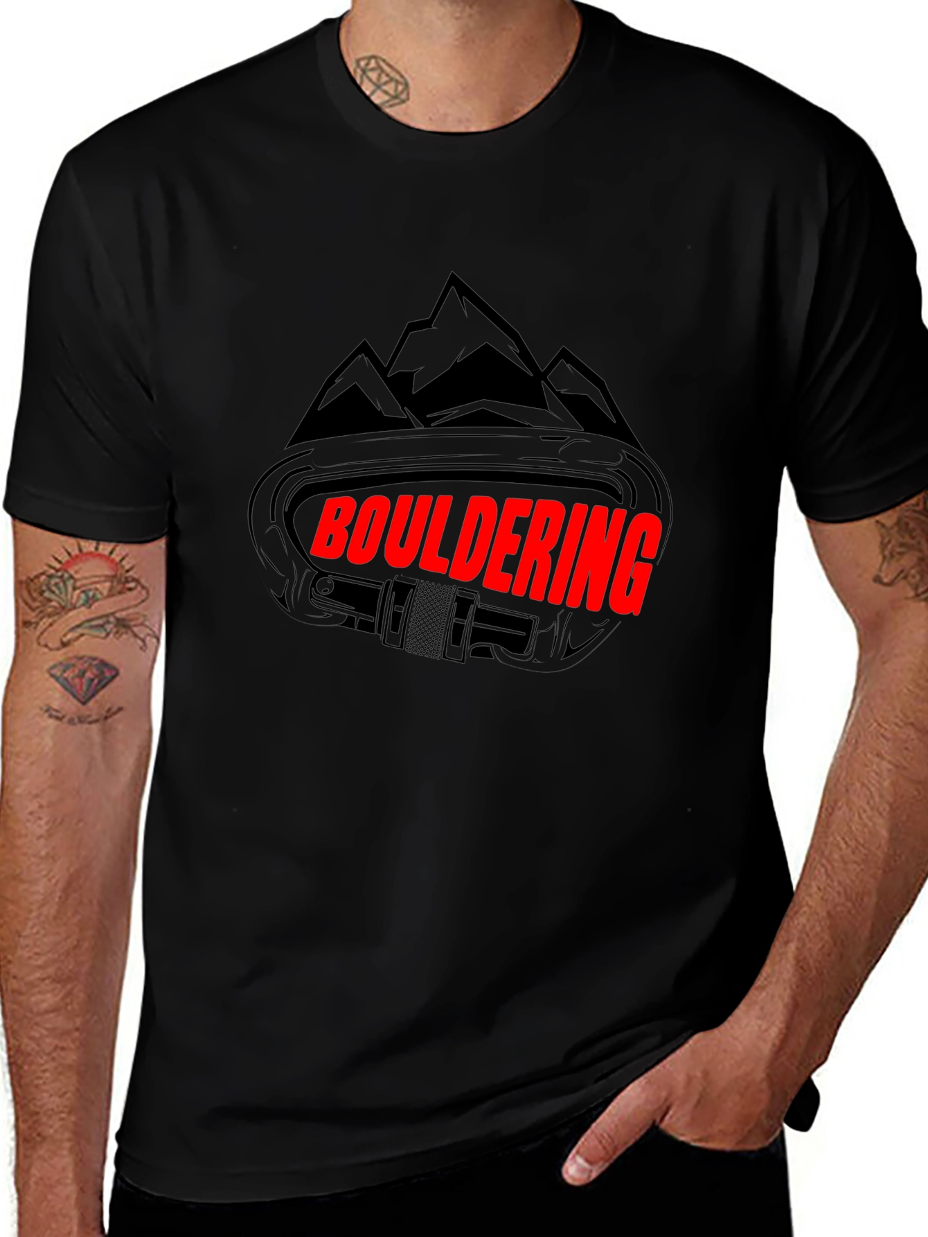 Bouldering Carabiner Graphic Tee - Black