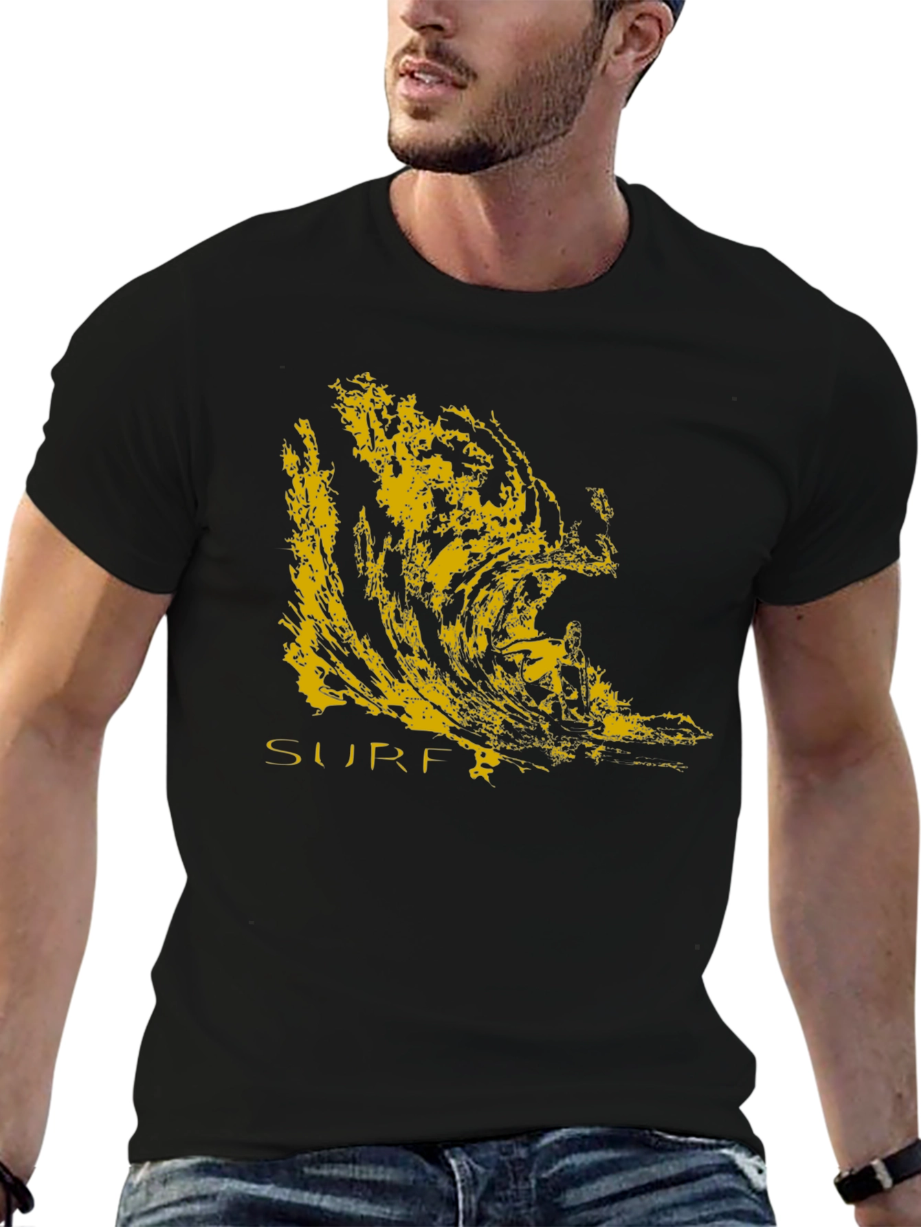 Surf Wave Graphic Black T-Shirt