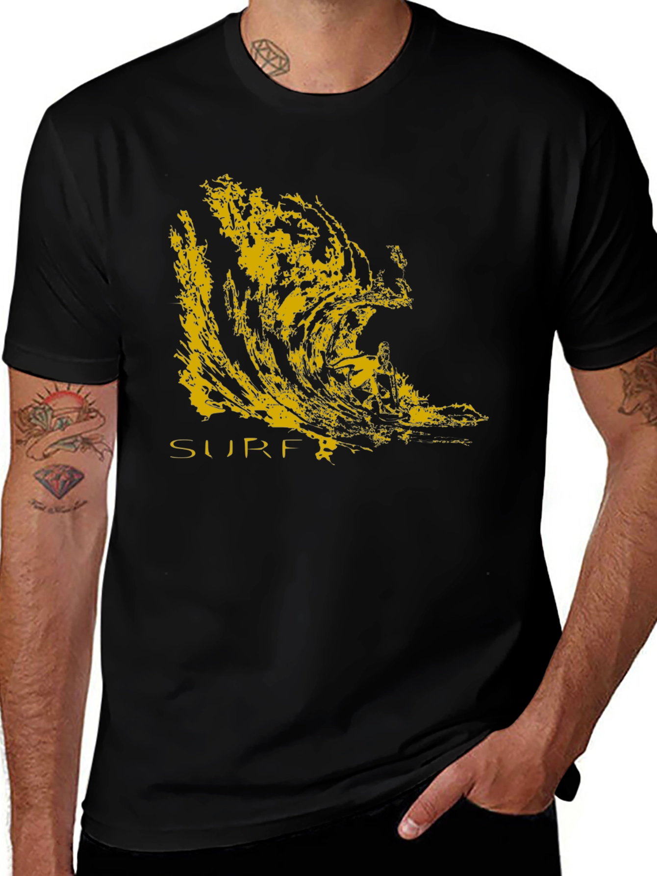 Surf Wave Graphic Black T-Shirt