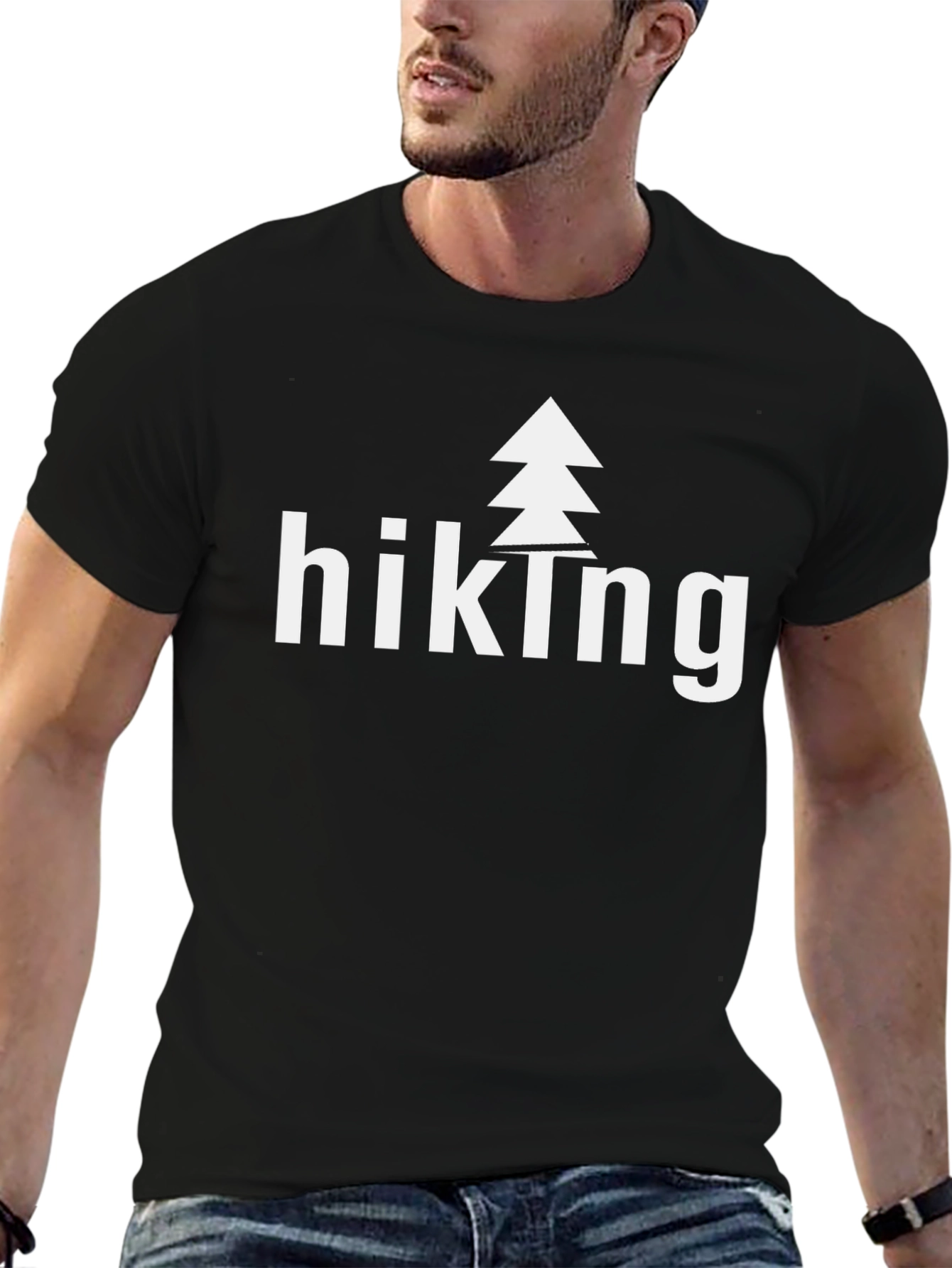 Hiking Tree Graphic Tee - Black Casual T-Shirt