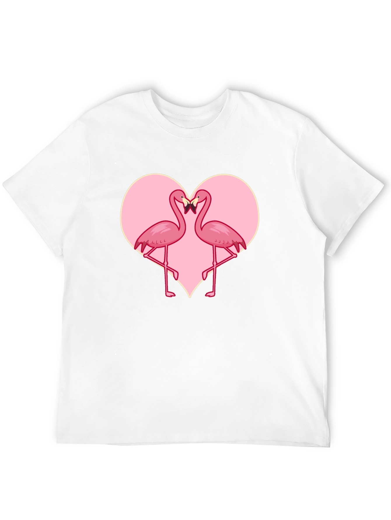 Flamingo Heart Graphic Tee - Black Cotton Blend