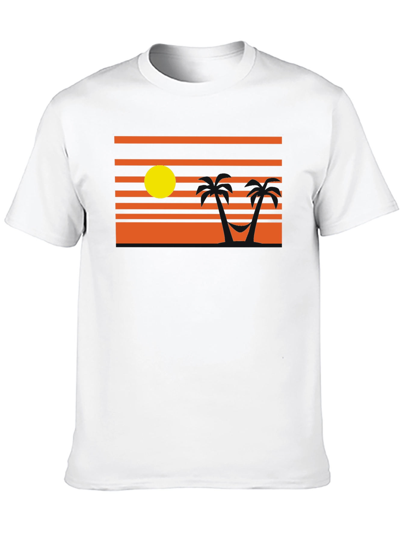 Sunset Beach T-Shirt - Relaxed Palm Tree Hammock Design