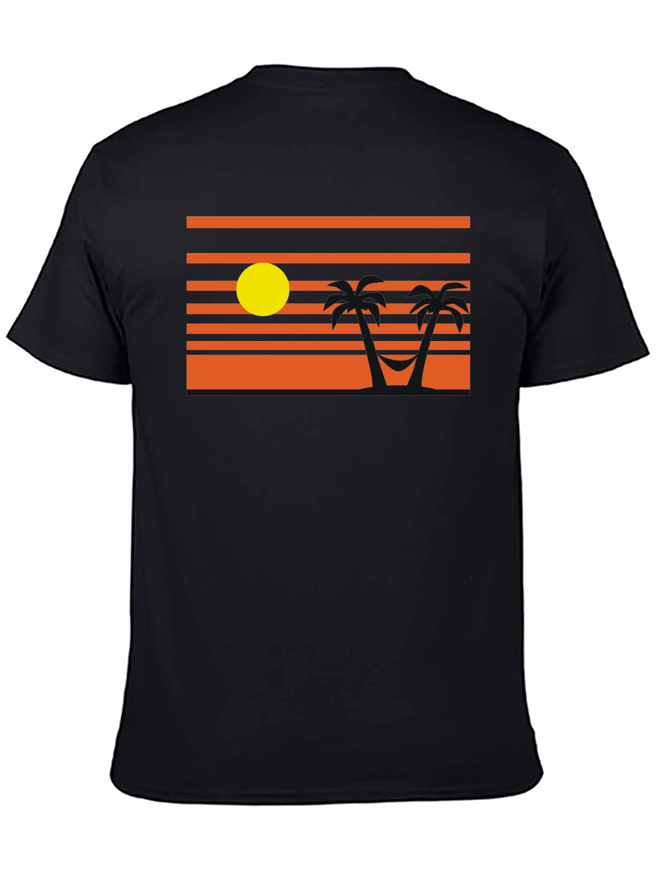 Sunset Beach T-Shirt - Relaxed Palm Tree Hammock Design