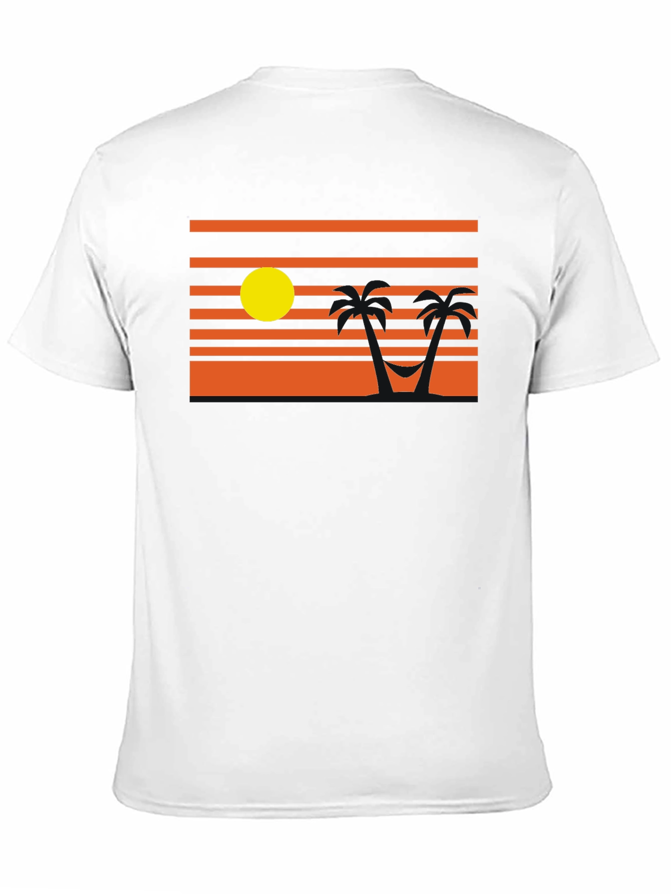 Sunset Beach T-Shirt - Relaxed Palm Tree Hammock Design