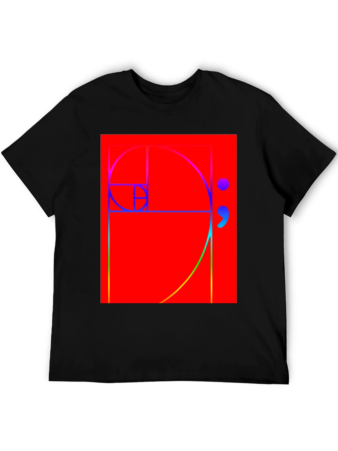 Fibonacci Sequence Graphic Tee - Black Cotton T-Shirt
