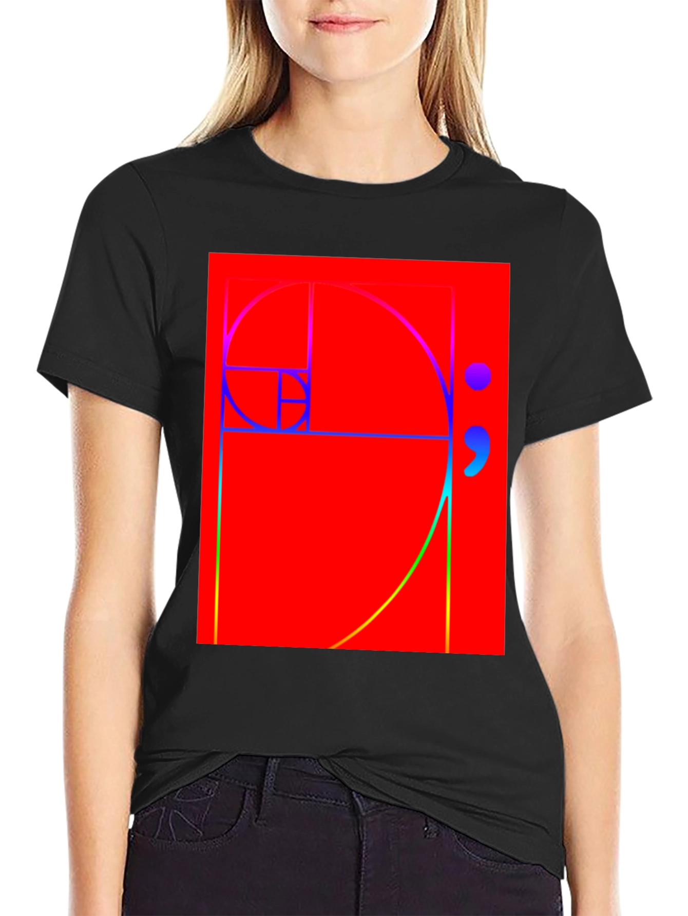 Fibonacci Sequence Graphic Tee - Black Cotton T-Shirt