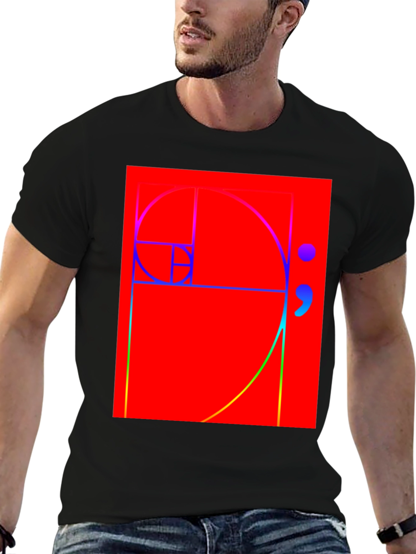 Fibonacci Sequence Graphic Tee - Black Cotton T-Shirt