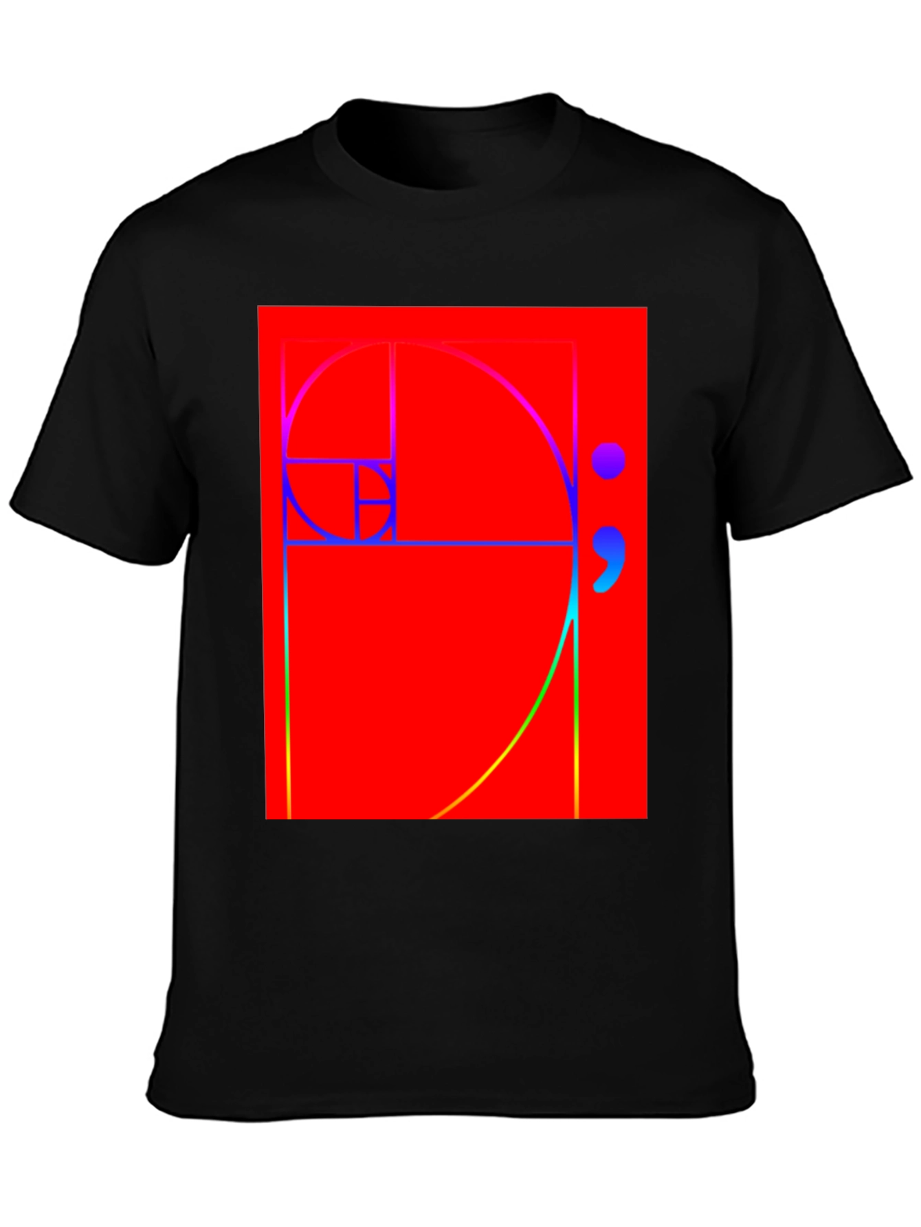 Fibonacci Sequence Graphic Tee - Black Cotton T-Shirt