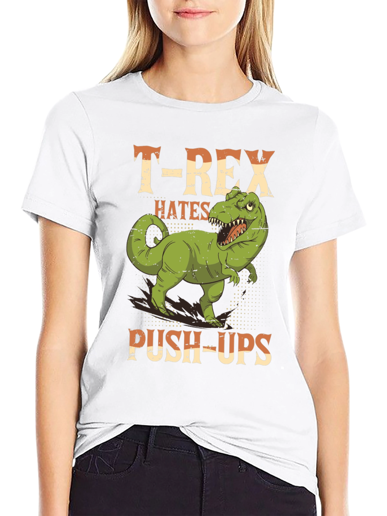 T-Rex Hates Push-Ups Graphic Tee