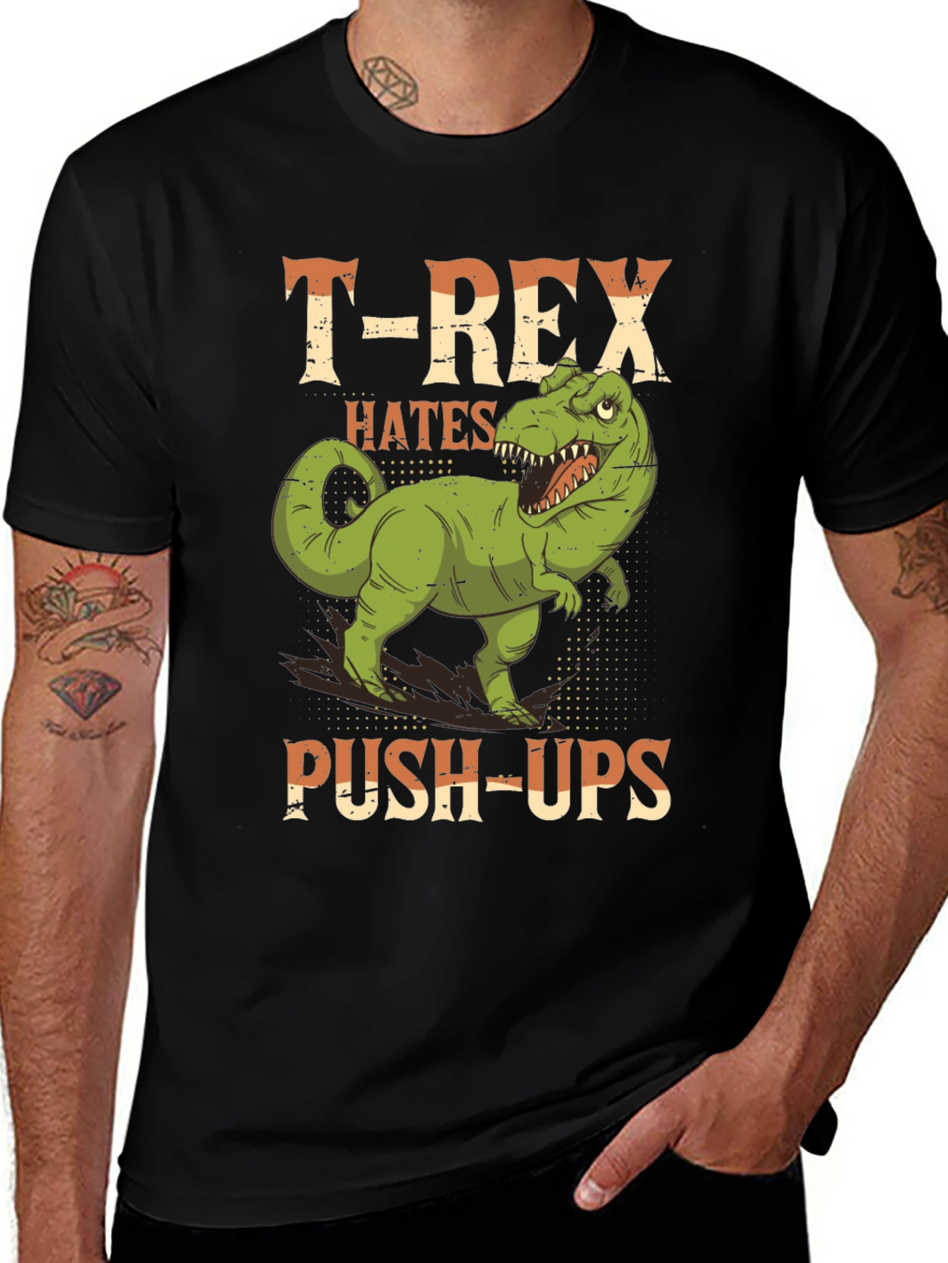 T-Rex Hates Push-Ups Graphic Tee