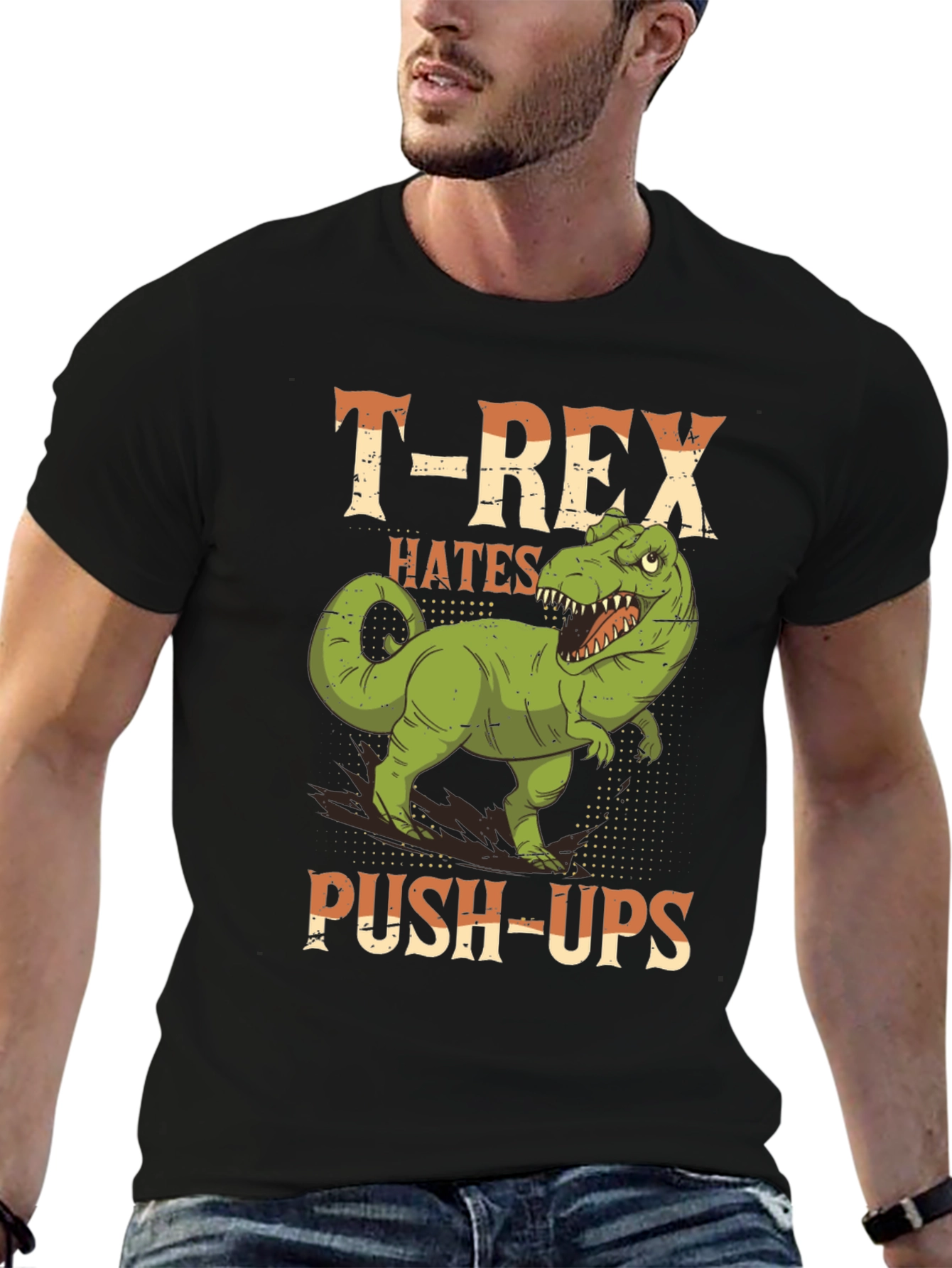 T-Rex Hates Push-Ups Graphic Tee