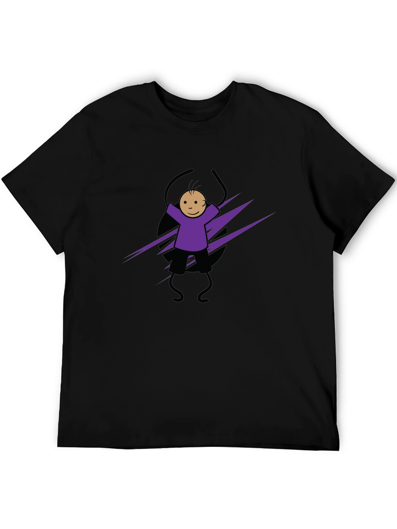 Fun Cartoon Character Graphic Tee - Black