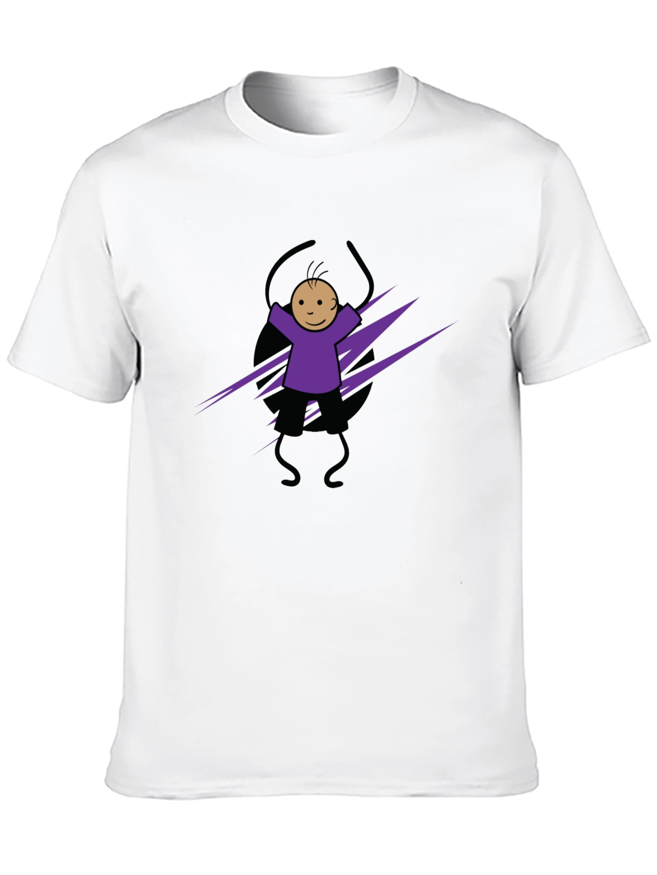 Fun Cartoon Character Graphic Tee - Black