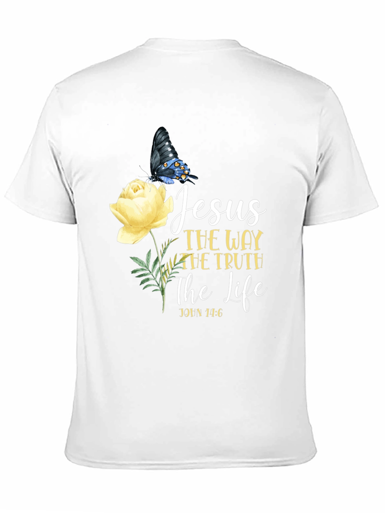 Jesus Way Truth Life T-Shirt Butterfly Rose Graphic