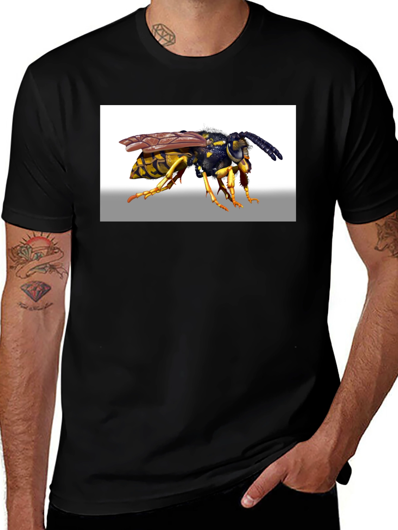 Wasp Graphic Tee - Bold Black Cotton T-Shirt