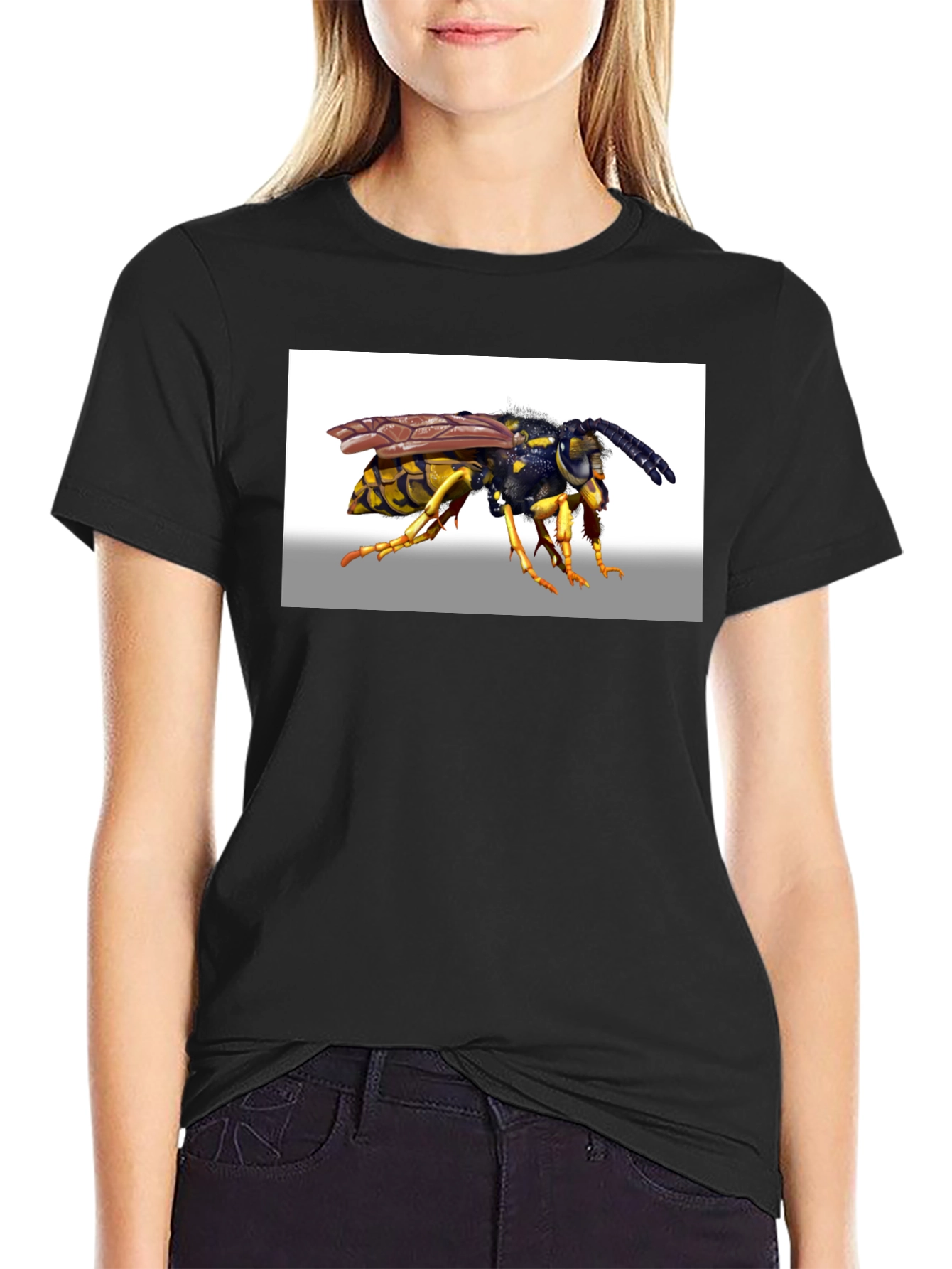 Wasp Graphic Tee - Bold Black Cotton T-Shirt