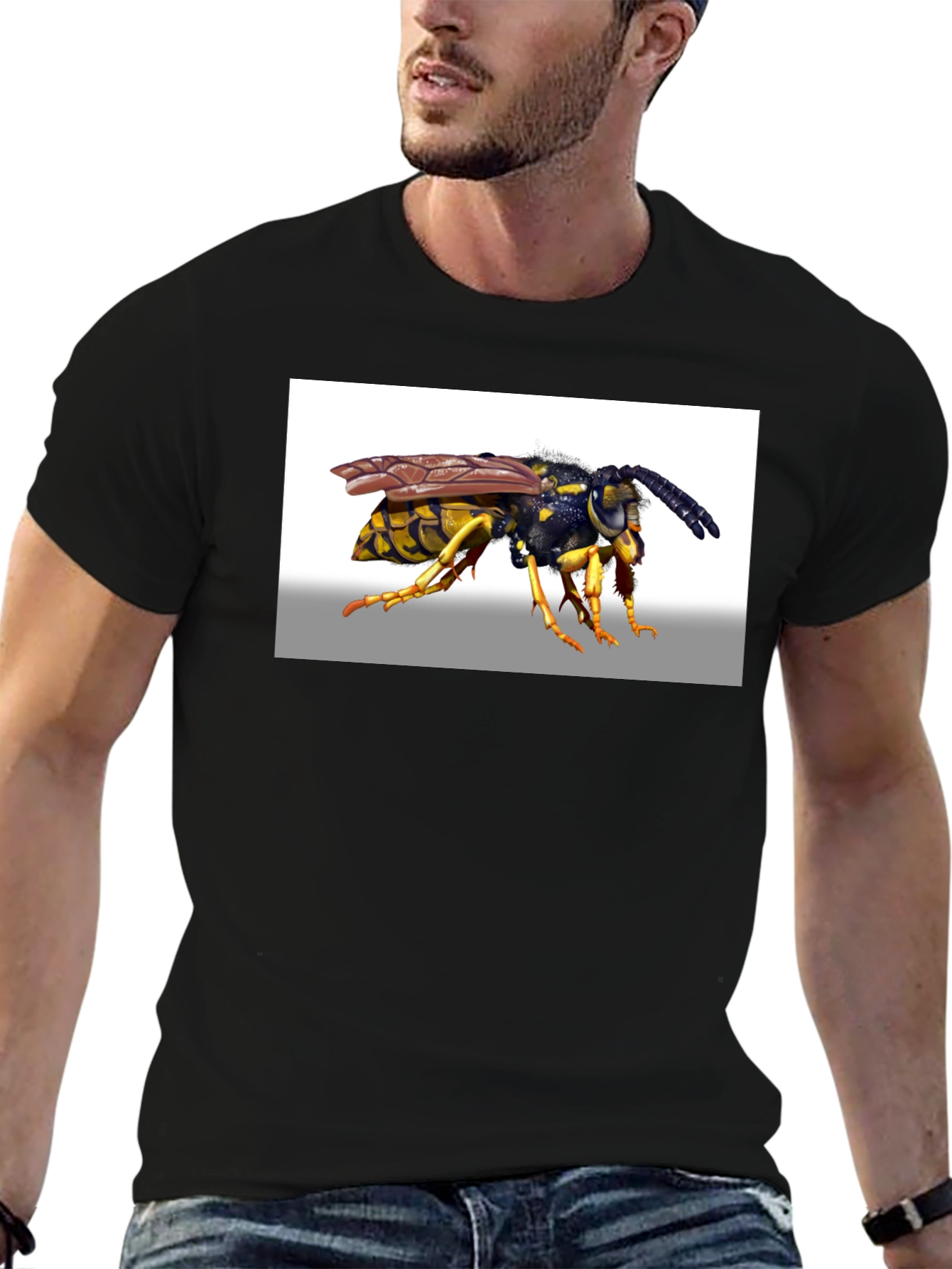 Wasp Graphic Tee - Bold Black Cotton T-Shirt