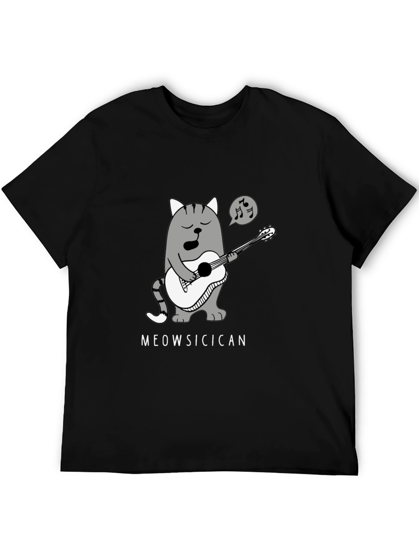Meowsicican Cat Graphic T-Shirt - Black