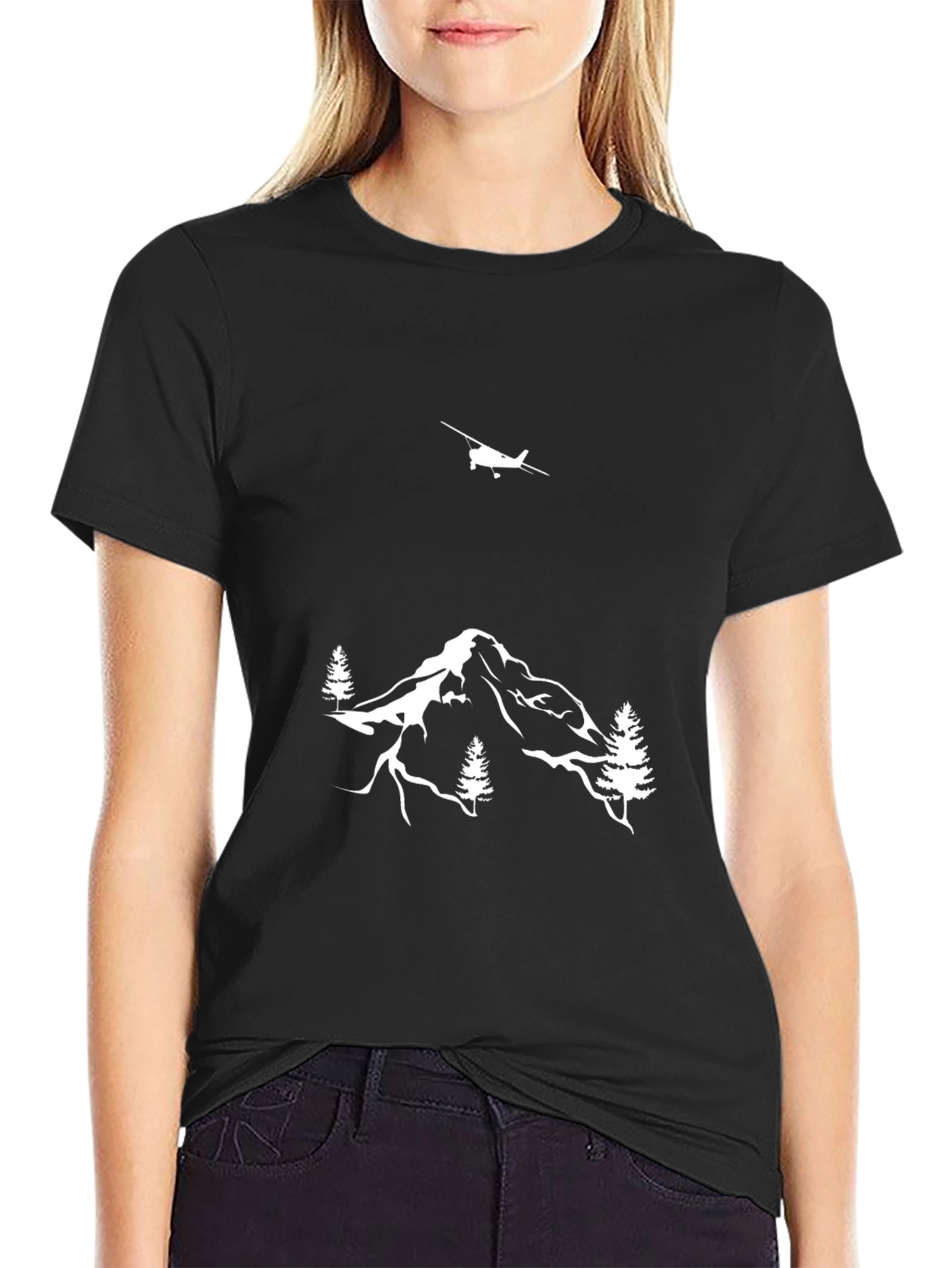 Mountain Plane Graphic Tee - Black