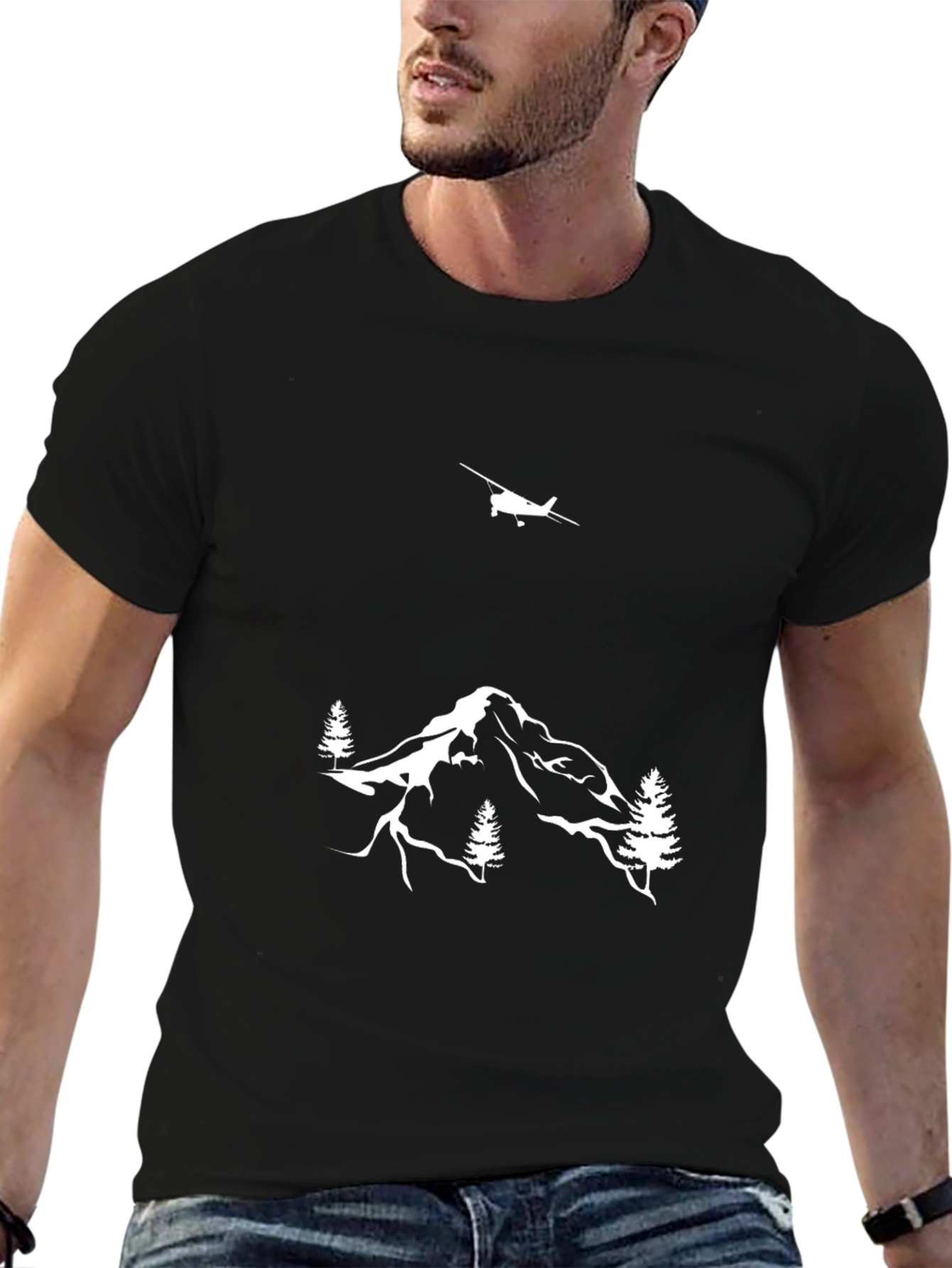 Mountain Plane Graphic Tee - Black