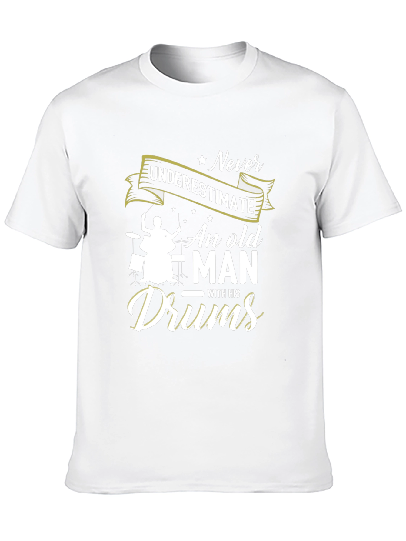 Never Underestimate Old Man with Drums Black T-Shirt