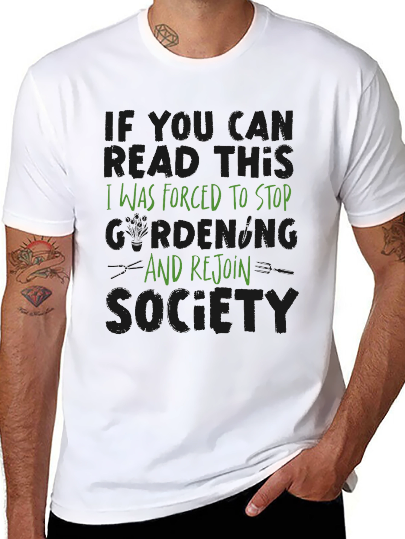 Gardening Humor T-Shirt: Forced to Rejoin Society