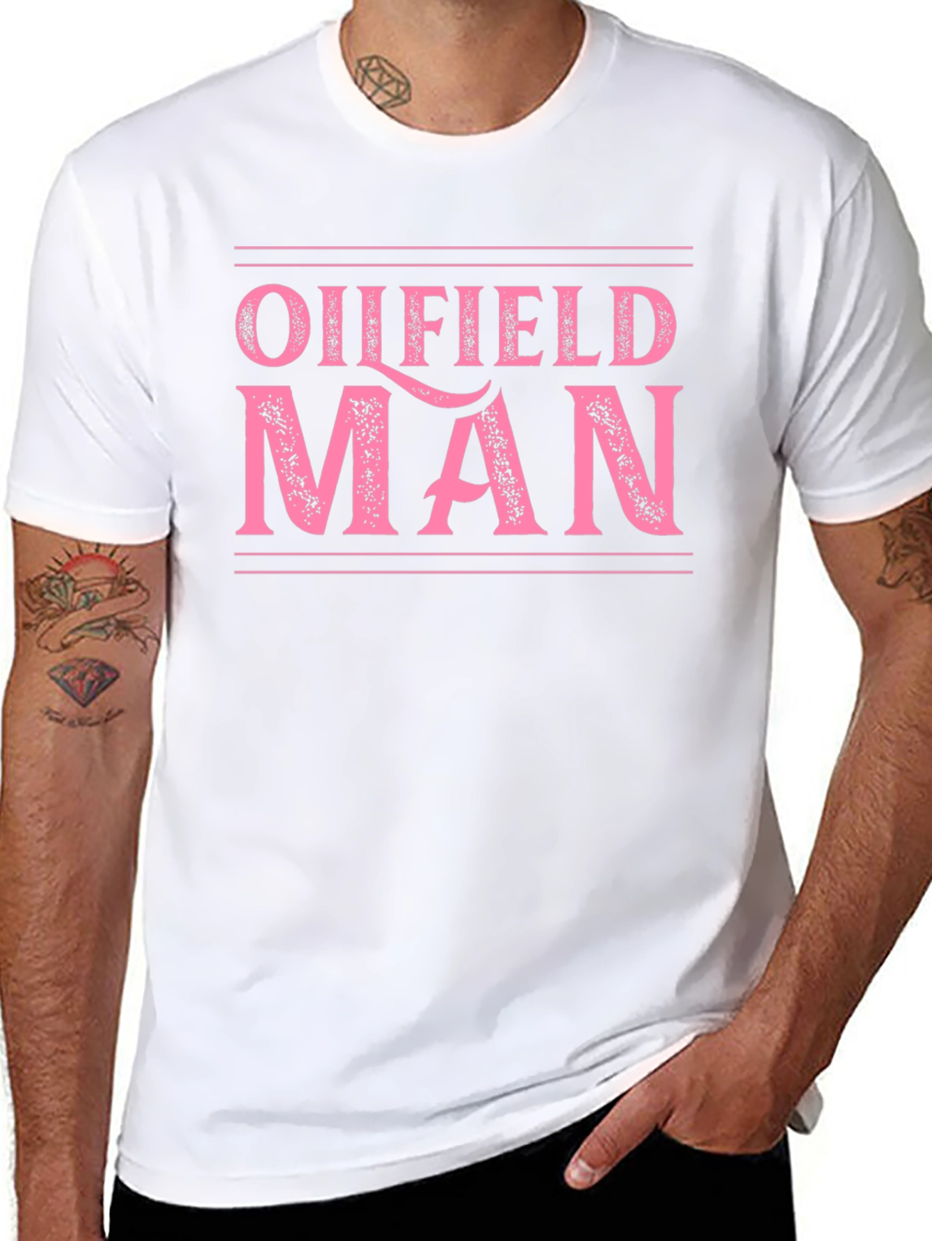 Oilfield Man Graphic Tee - Black Cotton T-Shirt