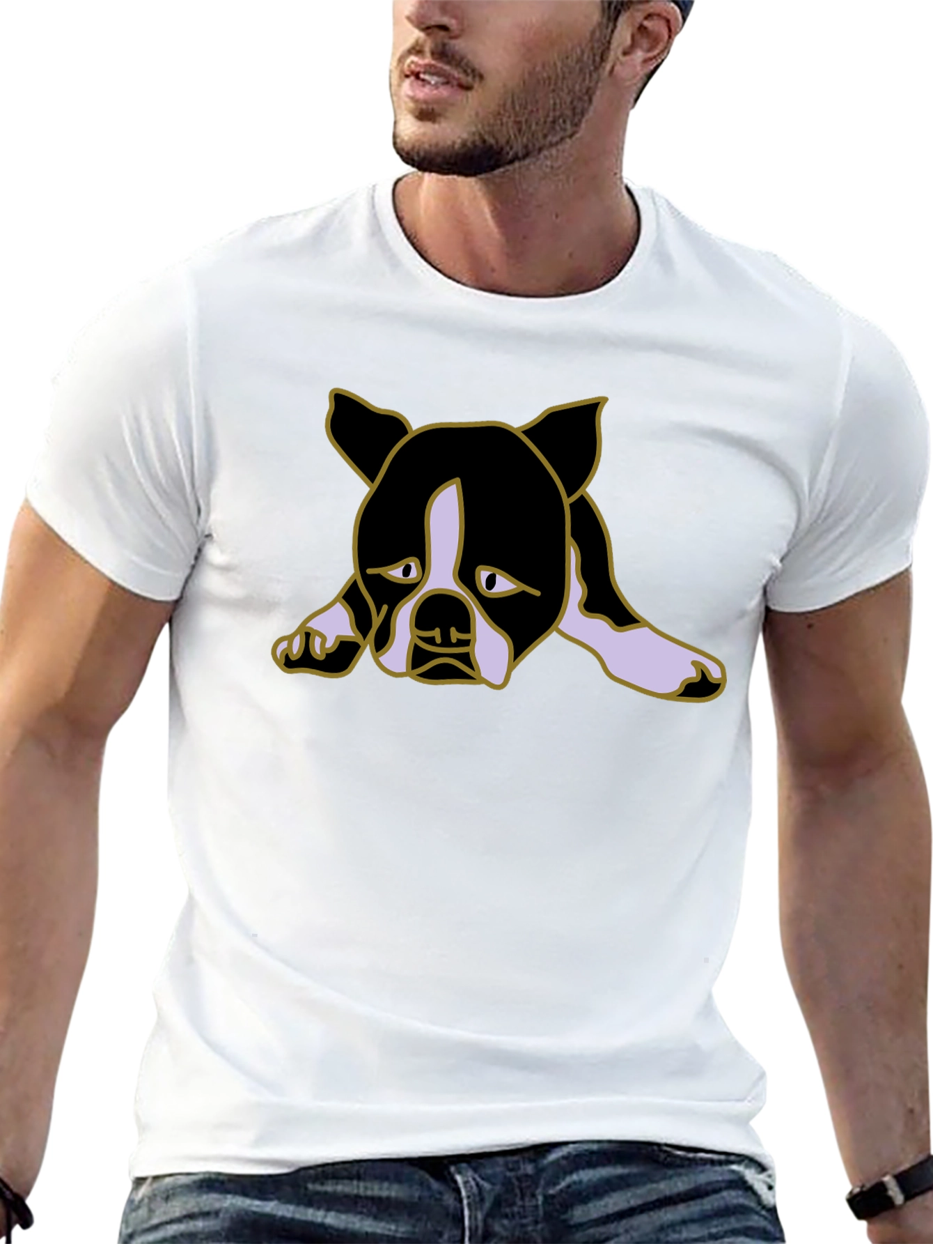 Sad Puppy Dog Graphic Black Tee Shirt