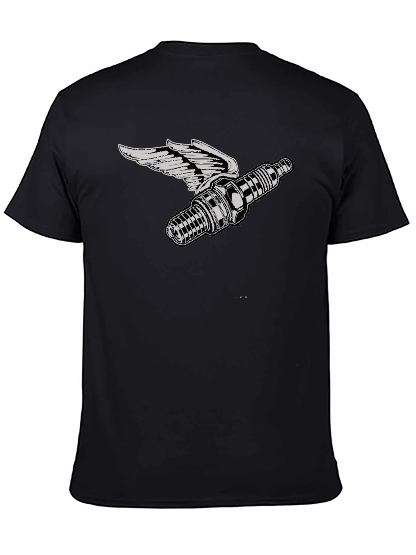 Winged Spark Plug Black T-Shirt