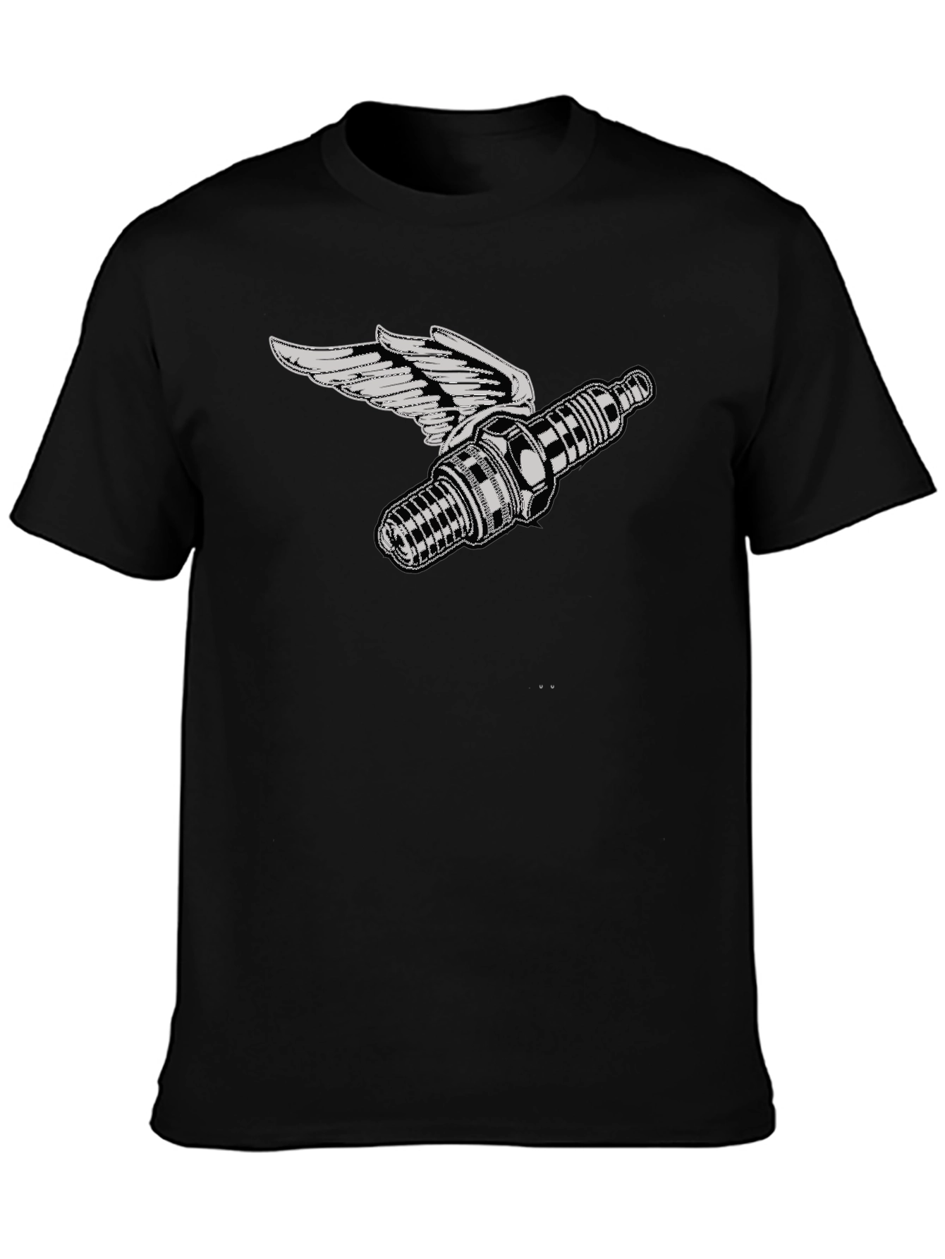 Winged Spark Plug Black T-Shirt