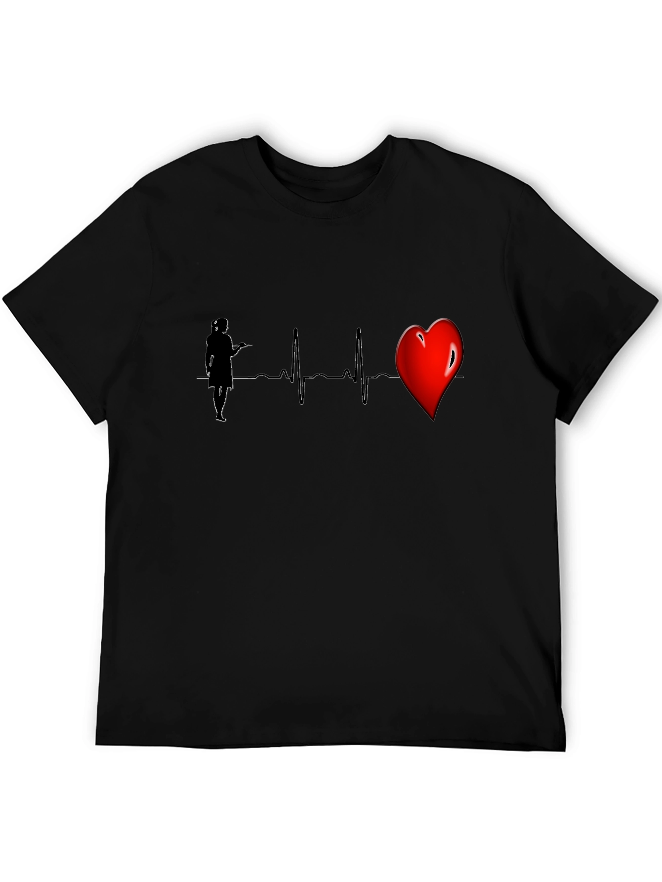 Nurse Heartbeat Graphic Tee - Black