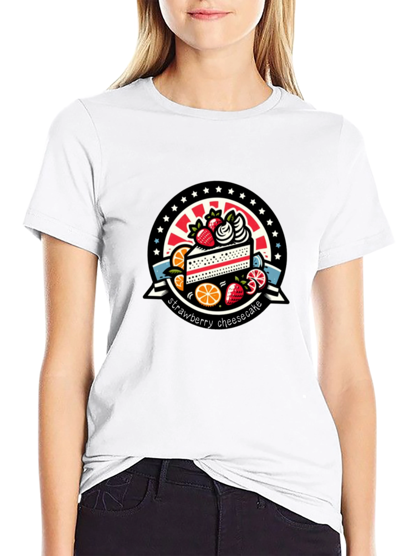 Strawberry Cheesecake Graphic Tee - Black