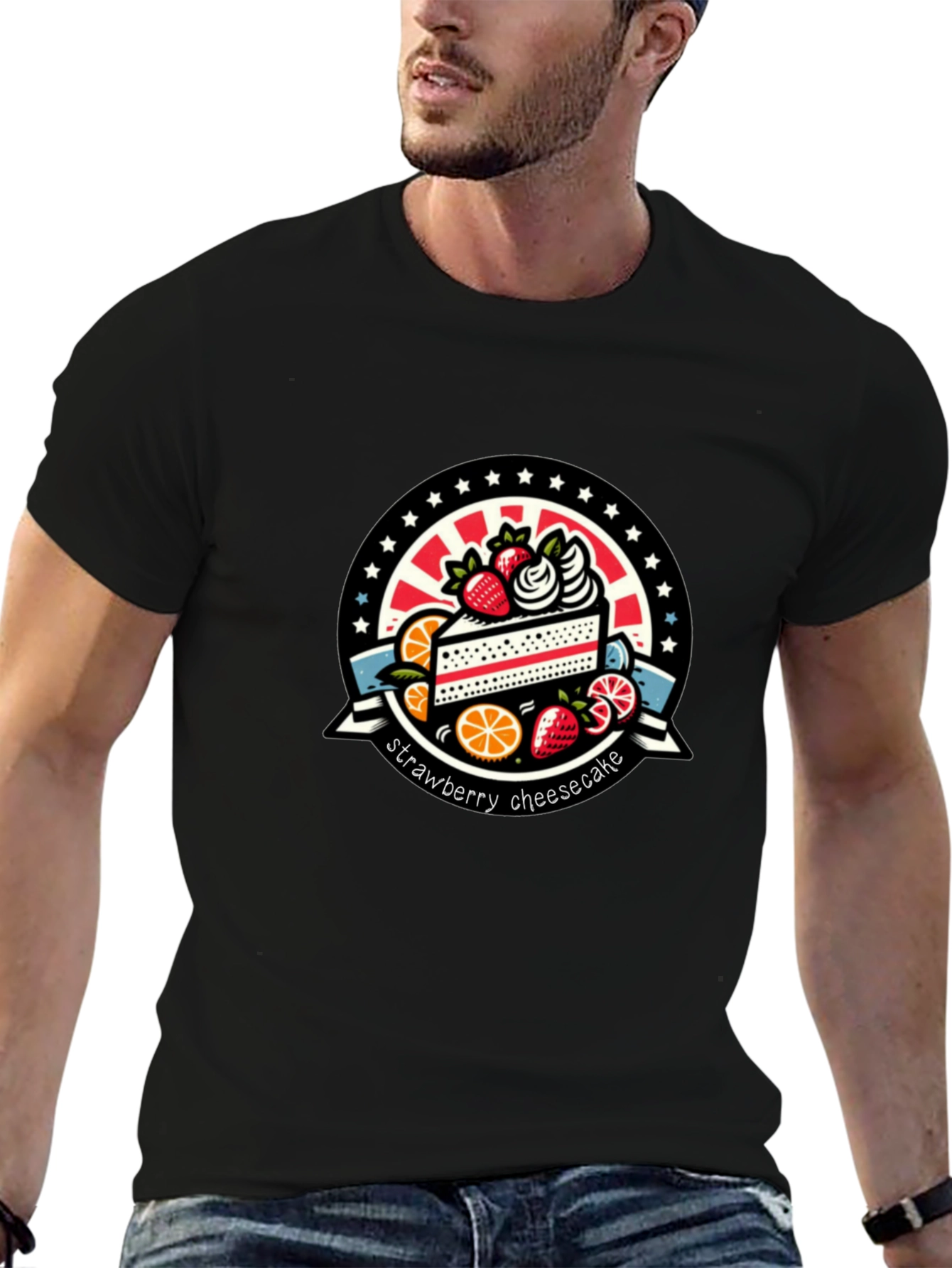 Strawberry Cheesecake Graphic Tee - Black