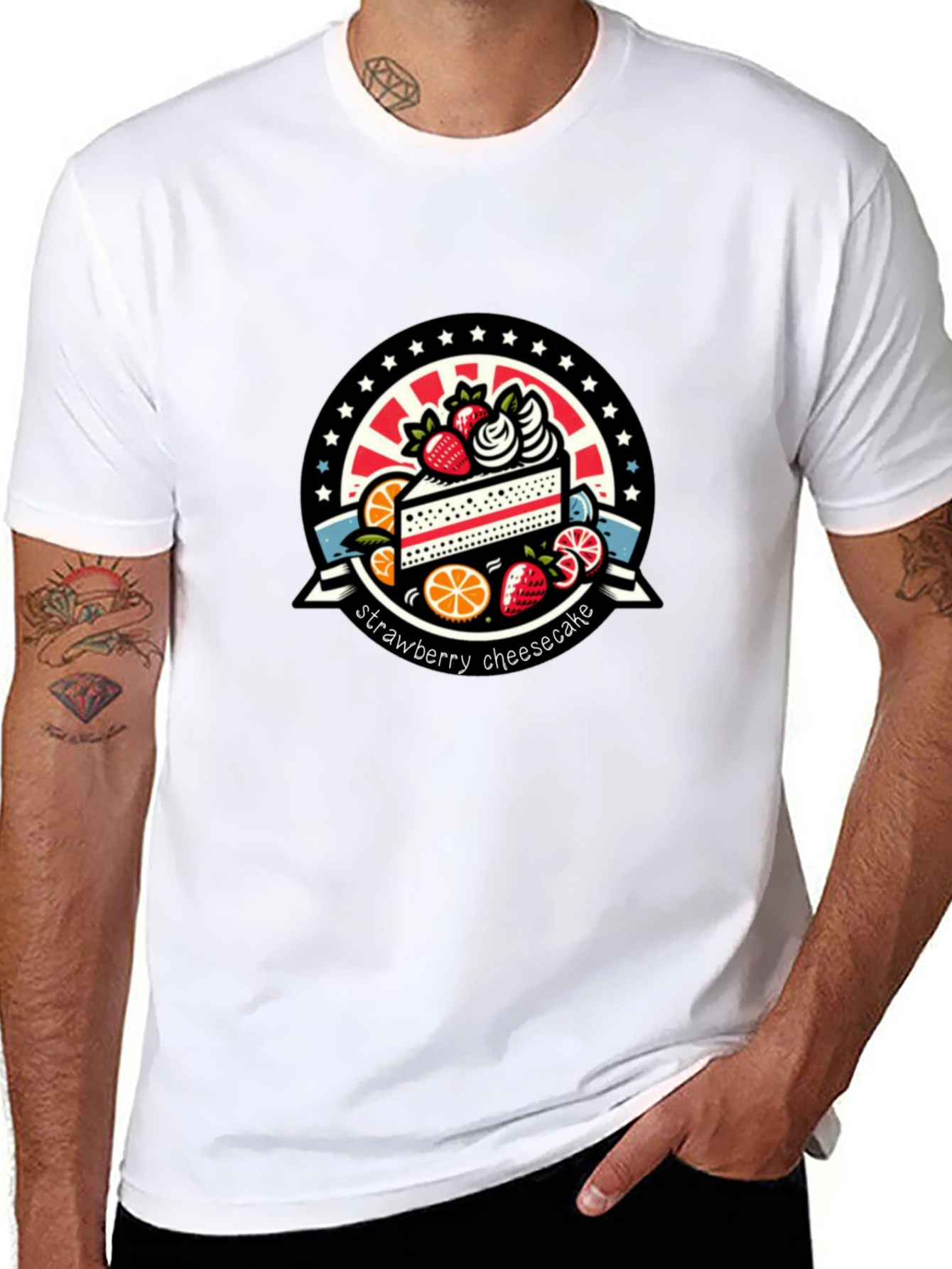Strawberry Cheesecake Graphic Tee - Black